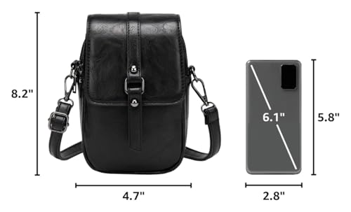 myfriday Vintage Crossbody Phone Bag for Women, Small PU Leather Shoulder Purse and Handbag - color: A-02-black