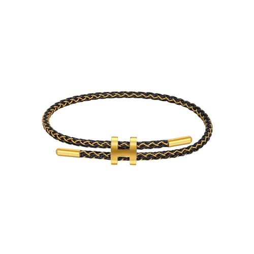 AIMADE Bracelets for Women Adjustable Charm Bracelet, 18k Gold-plated Buckle Design Titanium Steel Wire Rope Women's Gift Jewelry - color: Gold-Black