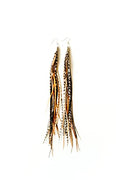 Feather Headz Bohemian handmade long lightweight feather dangle earrings for women - color: Natural