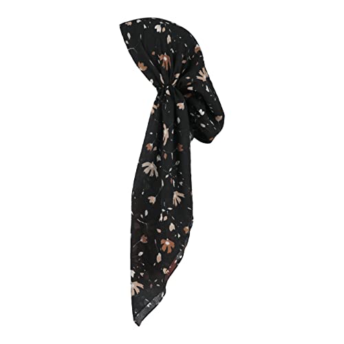 Pretied Head Scarves for Women Featuring Lightweight Crimped Material and Attractive - color: Floral Black/Brown