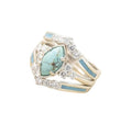 3 PCS Natural Turquoise Diamond Ring Set - Western Jewelry Silver Color Rings for Women - Bohemian Joint Knuckle Finger Rings With Sparkling Natural Gemstone - size: 8