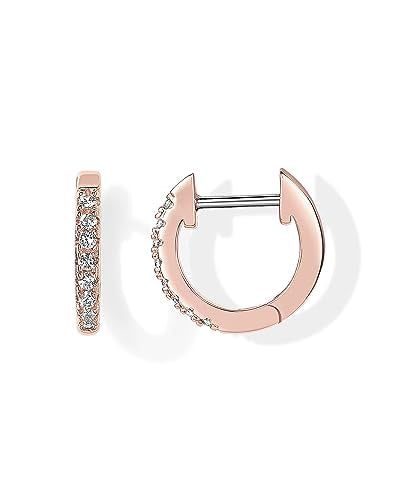 PAVOI Small Gold Hoop Earrings for Women - 14K Gold Plated Huggie Earring | Hypoallergenic Earring Set - Dainty Huggie Hoops with 925 Sterling Silver Posts - Cartilage Hoop Earrings - color: Rose Gold