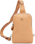 Leather Sling Bag for Women Genuine Crossbody Purse Small Trendy Cross Over Chest with Phone and Credit Card Slots (Peach Nappa) - color: Peach Nappa