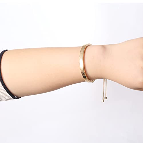 WOWORAMA Adjustable Slider Bracelets for Women Bar Friendship Bangle Bracelet for Women Gold/White Gold/Rose Gold Bolo Bracelet - color: Polished Bar-Gold