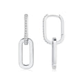 14K Gold Plated Paperclip Earrings For Women Trendy Link Huggie Hoop Earrings Silver Chain Statement Drop Dangle Earrings with Cubic Zirconia Jewelry Gifts For Her Gold - color: Silver