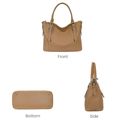 HESHE Genuine Leather Purses and Handbags for Women Tote Shoulder Bag Satchel Purse Top Handle Bags Hobo Crossbody Purse - color: Khaki, size: Large