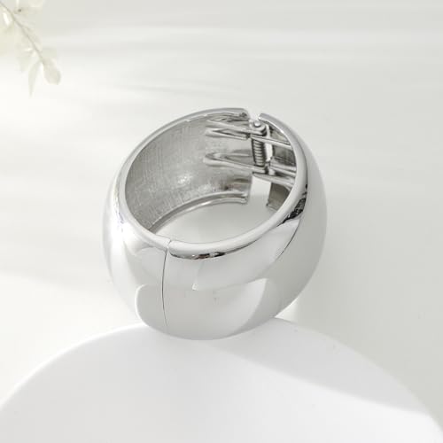 Bangle Bracelets for Women | 14K Gold Plated Trendy Wide Bracelets | Hinged Arm Cuff Bangles Chunky Bracelet for Women - color: Style F-Silver Plated Bangles