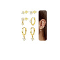 ZELORES 6PCS 14k Gold Plated Hoop Earrings Stacks for Women Trendy Small Chunky Huggie Earring CZ Cartilage Stud Earrings Hypoallergenic Dangle Chain Earrings for Multiple Piercing