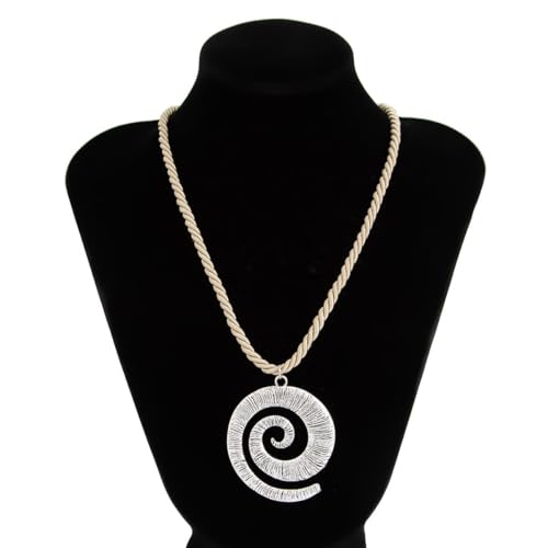 Spiral Necklace Swirl Necklace Statement Surfer Boho Beach Jewelry for Women Coastal Inspired Pendant - color: Silver