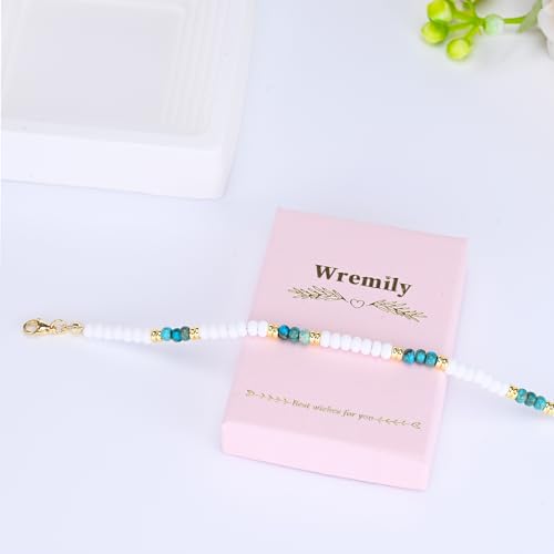 Natural Stone Beaded Anklets Bracelets for Women Handmade Beaded Anklet Bracelet Waterproof Boho Beads Ankle Bracelet Adjustable Summer Jewelry - color: white+blue