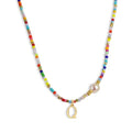 Colorful Pearl Beaded Initial Choker Necklaces for Women, Boho Handmade Personalized Seed Beads Letter Name Necklace Beach Surfer Bohemian Jewelry Gift - color: Q