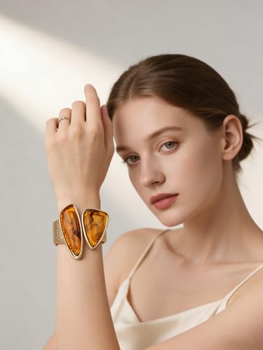 Chunky Gold Bracelet Trendy Gold Cuff Bracelets for Women Statement Silver Arm Cuffs Bangles Arm Punk Jewelry Accessories - style: Chunky Gold Bangle