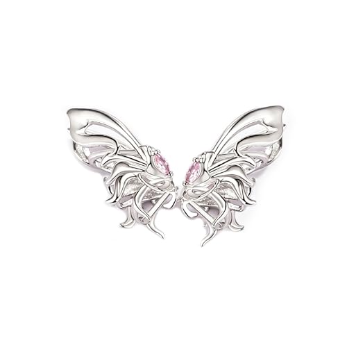 Gold Ear Cuff Earrings for Women Non Piercing 14K Gold Plated/Silver Cuff Clip On Cartilage Hoop Shining Cubic Zirconia Twisted Chain Ear Clip On Earring for Women Chunky Ear Cuffs Earrings - color: Pink-Butterfly