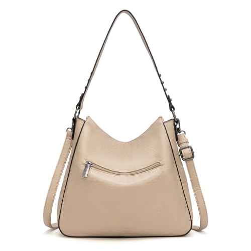 Montana West Hobo Bag for Women Crossbody Purse and Handbags Ladies Chic Shoulder Bags - color: Khaki-2pcs Set