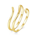MUNDELL 925 Sterling Silver Simple Multi-layer Leaf Adjustable Ring Green Lucky Leaves Statement Ring for Women Promise Ring Fine Jewelry - color: Golden