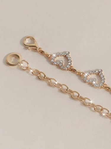 TEBIEKOY Heart Chain Waist Chain for Women, Y2K Floral Belly Chain Body Jewelry with Layered Links for Party, Festival & Night Out - style: Gold Heart