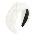 YISSION White Knotted Headband for Women - Wide Pearl Embellished Hair Hoop, Stylish Hair Accessory for Daily Wear, Weddings & Casual Outfits - color: Pure White