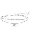 FaithHeart Initial Ankle Bracelets for Women, Waterproof 14k Gold Plated Initial Anklets Non Tarnish Stainless Steel Cute Layered Anklet Summer Beach Jewelry - color: Silver, size: Initial E
