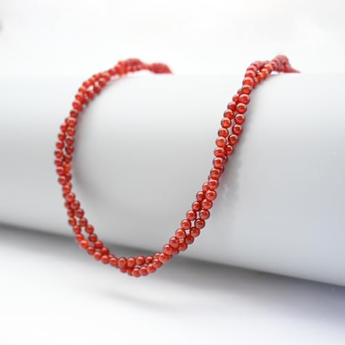 ZANNAH Gemstone Beaded Necklaces for Women - Boho Style Essential Necklace 15" + 3.14" Extender, Cute and Trendy Choker, Natural Stone Handmade Jewelry, Thoughtful Gifts for Women - color: Dark Red - Agate