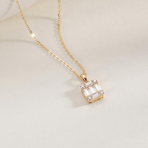 Luxval Diamond Pendant Gold Necklace for Women，Dainty 18k Gold Plated Choker Necklaces Simple Gold Jewelry Gifts for Women Girls - color: Gold-CZ Pendant