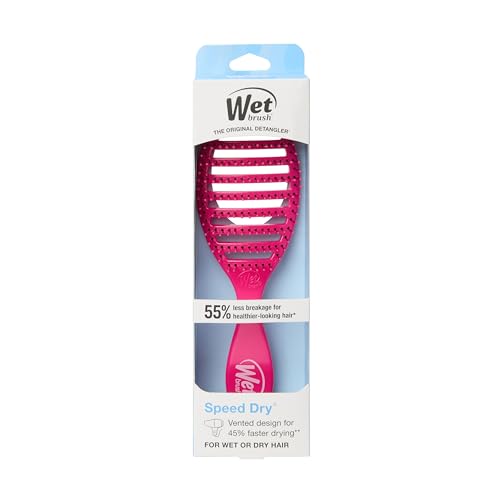 Wet Brush Speed Dry Hair Brush - Pink - Vented Design and Ultra Soft HeatFlex Bristles Are Blow Dry Safe With Ergonomic Handle Manages Tangle and Uncontrollable Hair - Pain-Free - color: Pink, size: 1 Count (Pack of 1)