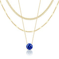 WomenGifts Layered Gold Necklaces for Women, 14K Gold Sterling Silver Plated Dainty Pendant Necklace Set Non Tarnish, Chunky Stackable Cuban Chain Choker, Trendy Birthstone Vacation Jewelry Gift - color: Gold, style: Cubic Zirconia-Created Sapphire-Sept