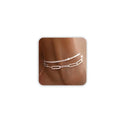 Freekiss Sterling Silver Ankle Bracelets for Women: Dainty Layered Waterproof Anklet for Women Adjustable Womens Anklet Set Stackable Figaro Beaded Cuban Link Anklets Beach Jewelry for Women - color: 2 Layered Anklet Paperclip-SL