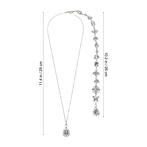 Holibanna Wedding Bridal Backdrop Necklace Crystal Flower Pendant Back Necklace Body Chain Jewelry for Women Girls (Silver)