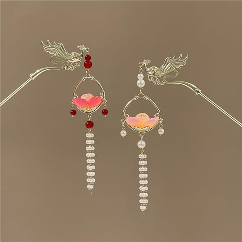 Lantern Light Hairpin Hair Stick Hair Accessories Coiled Tassel Hair Antique Hair pin for Women #09 - color: Color 034#09