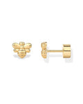 PAVOI 14K Gold Plated Dainty Flat Back Earrings for Women - Hypoallergenic Sterling Silver Posts Helix Cartilage Piercing Jewelry - Emoji Motif Bow Celestial Flatback Gold Stud Earrings Screw Back - style: Bumble Bee