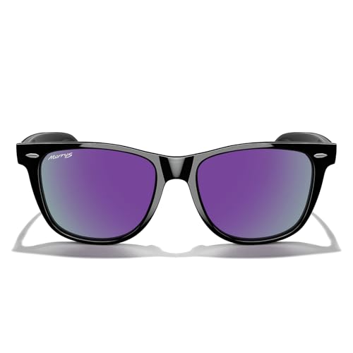 MERRY'S Classic Square Shape Polarized Sunglasses for Womens Mens Retro Designer UV400 Sun Glasses S6140 - color: Black Frame/Purple Mirror Lens