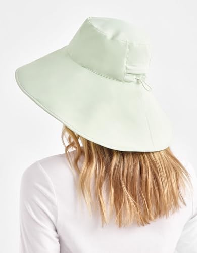 Solbari Ultra Wide Brim Sun Hat UPF 50+ Packable UV Sun Protection Hats with Full Coverage Brim - color: Coolgreen/Beige, size: Large-X-Large