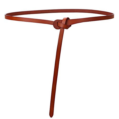 shengweiao Women's Adjustable Leather Belts Fashion Skinny Waist Strap - color: Brown, size: Medium