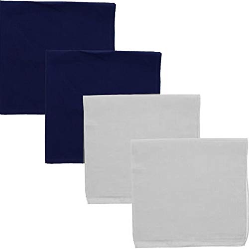 Motique Accessories Solid Color Bandana - Set of 4 - color: Navy White