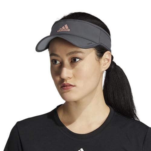 adidas Women's Superlite Visor – Lightweight Moisture-Wicking Running Tennis Hat - color: Grey Six/Rose Gold/2