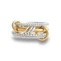 BKC Gold Stackable Rings for Women, 14k Gold Plated Chunky Statement Cubic Zirconia Rings, Silver Gold Multi Ring Interlocking Mixed Metals Stack Rings Set Non Tarnish - color: Harmony set, size: 10