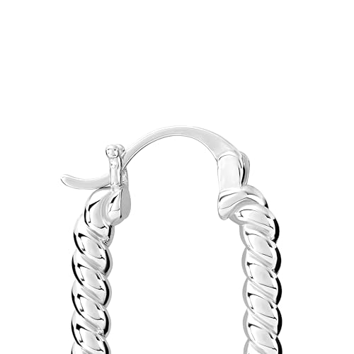 Amazon Essentials Plated Tailored Hoop Earrings - color: Silver, size: L: 1.34" X W: 0.11"