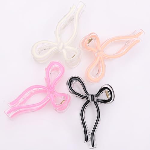 4 Pcs Bow Hair Clips Elegant Hair Claw Butterfly Hair Accessories for Girls Nonslip Butterfly Clips Hair Styling Accessories for Women - color: 4 Pcs-Colorful Style(Black,Pink,Light Pink,White)