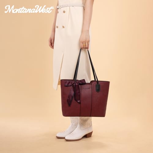 Montana West Tote Bags for Women Top Handle Satchel Purses - color: Dahila Red