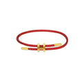AIMADE Bracelets for Women Adjustable Charm Bracelet, 18k Gold-plated Buckle Design Titanium Steel Wire Rope Women's Gift Jewelry - color: Red-Red