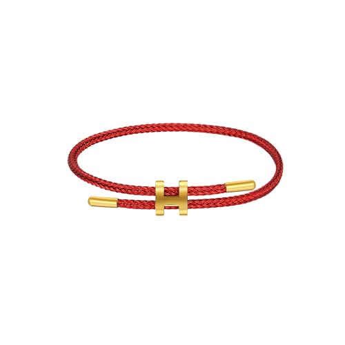 AIMADE Bracelets for Women Adjustable Charm Bracelet, 18k Gold-plated Buckle Design Titanium Steel Wire Rope Women's Gift Jewelry - color: Red-Red