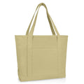 DALIX 20" Solid Color Cotton Canvas Shopping Tote Bag in Beige - color: Beige