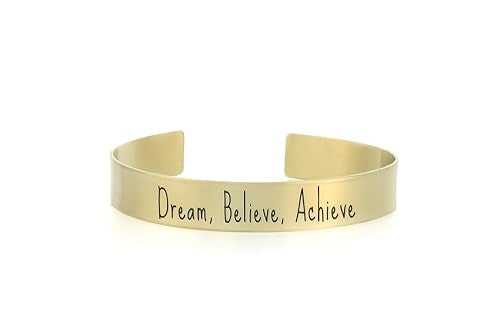 Engraved Motivational Bracelet - Unique Text Design - Wide Open Cuff - Personalized Jewelry