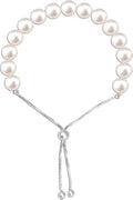 LeCalla Pearl Bracelets for Women in 925 Sterling Silver & 14K Gold-Plated Silver | Adjustable Pearl Bolo Bracelets | Handmade Sliding Chain Beaded Bracelet Jewelry Gifts for all Occasions - color: Bolo Bead Bracelet