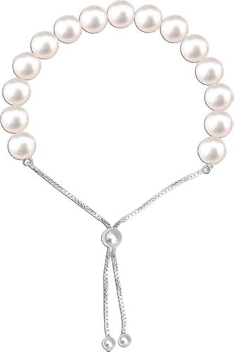 LeCalla Pearl Bracelets for Women in 925 Sterling Silver & 14K Gold-Plated Silver | Adjustable Pearl Bolo Bracelets | Handmade Sliding Chain Beaded Bracelet Jewelry Gifts for all Occasions - color: Bolo Bead Bracelet