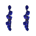 Long Acrylic Rose Petal Earrings Dangle Exaggerated Flower Earrings Drop Statement Floral Tassel Earrings for Women - color: Long Acrylic Rose Petal Earrings-Blue