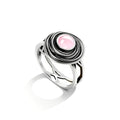 Mulit Circle Cross Lines Thick Top Jade Gem Ring,Silver Plated Cocktail Party Ring,Statement Ring Jewelry Gift for Women - color: RIng_A rose