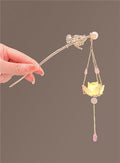 Lantern Light Tassel Hairpins Hair Stick Chinese Coiled Hair Antique Hair Pin Hair Accessories for Women Lotus-#02 - color: Lotus-#02
