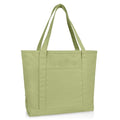 DALIX 20" Solid Color Cotton Canvas Shopping Tote Bag in Light Green - color: Light Green