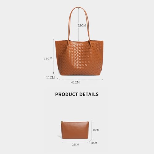 Women's Luxury Handmade Woven Tote Bag, Beach Bag Set, Elegant Age Reducing Travel Commuter Bag Set - color: 6# Grape Purple
